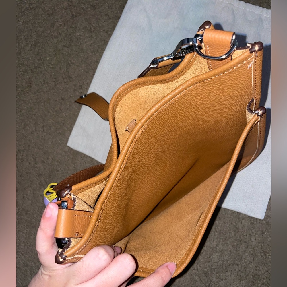 Brown Sling Crossbody Bag with Purple Horse Charm
